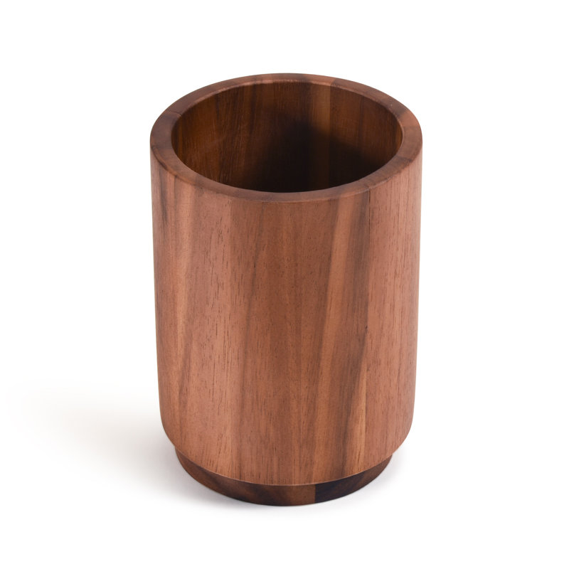 Acacia Wood Lazy Susan Utensil Holder W Buybuyfurniture