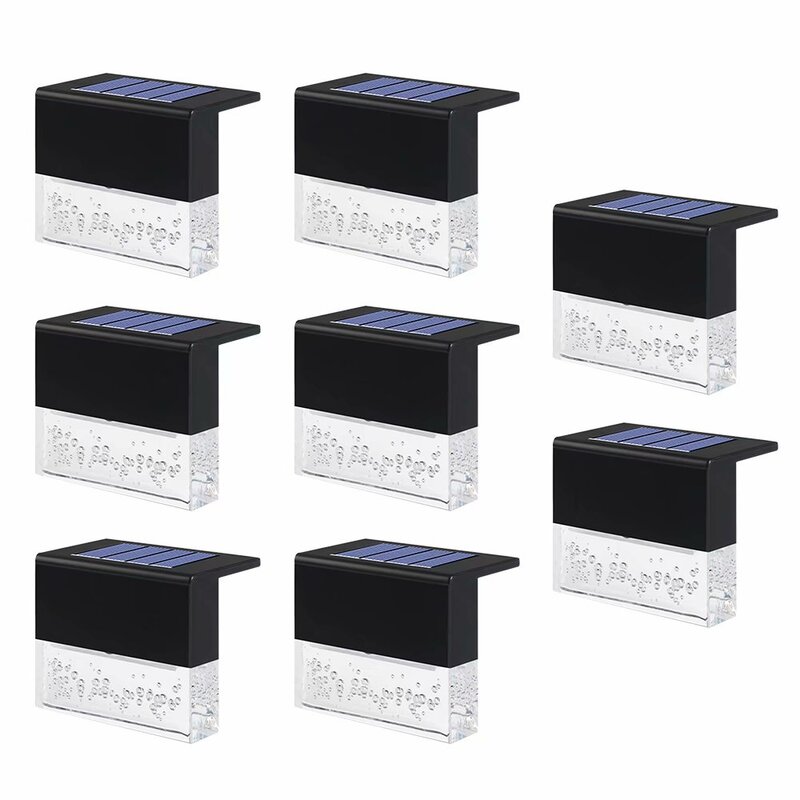 8 Pcs Clear Low Voltage Solar Powered Colorful Deck Light Pack (Set of 8)