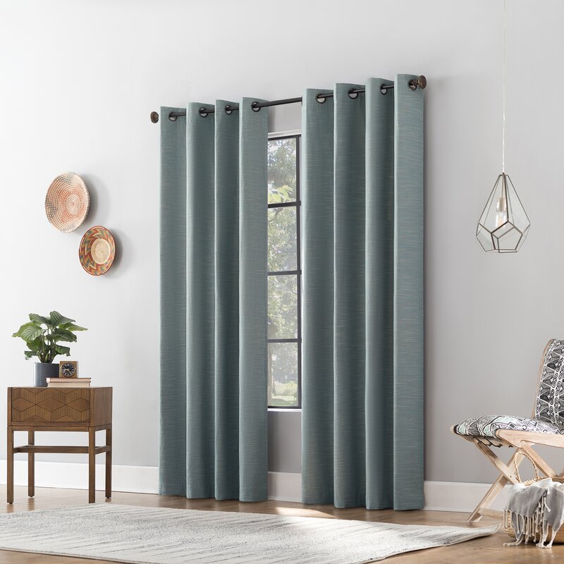 Brue Archaeo Gelso Textured Linen Blend Blackout Grommet Curtain Panel ...