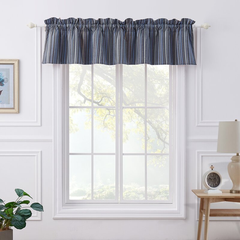 Correen Striped Cotton Tailored 84'' Window Valance in Multi-Colored