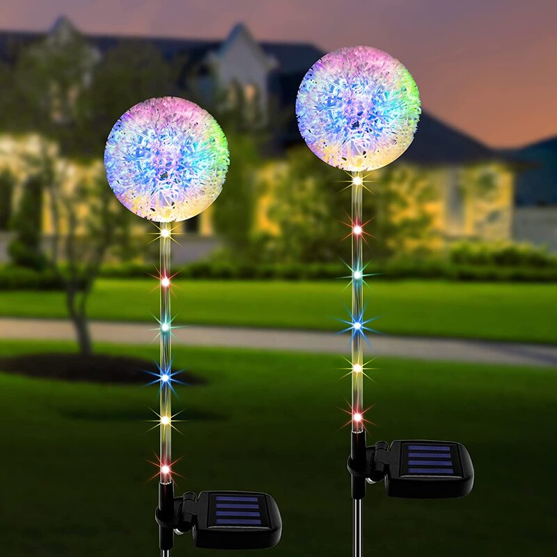 Solar Garden Lights Outdoor, Kooper 4pack Solar Garden Dandelion Lights, Solar Stake Lights, Solar Pathway Lights Waterproof Solar Outdoor Lights, Multi-color Solar Decorative Lights For Garden (Set of 4)