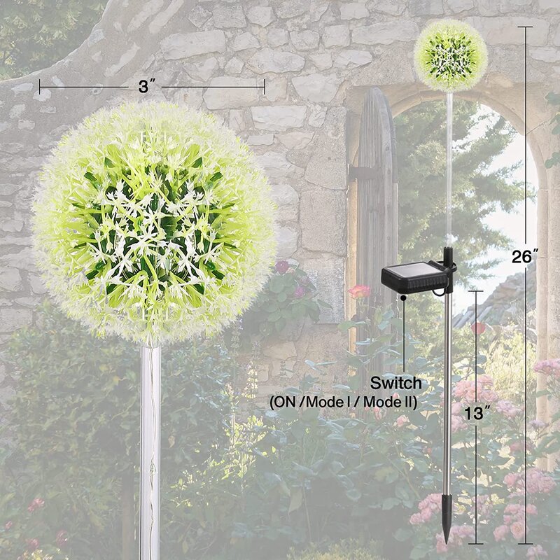 Solar Garden Lights Outdoor, Kooper 4pack Solar Garden Dandelion Lights, Solar Stake Lights, Solar Pathway Lights Waterproof Solar Outdoor Lights, Multi-color Solar Decorative Lights For Garden (Set of 4)