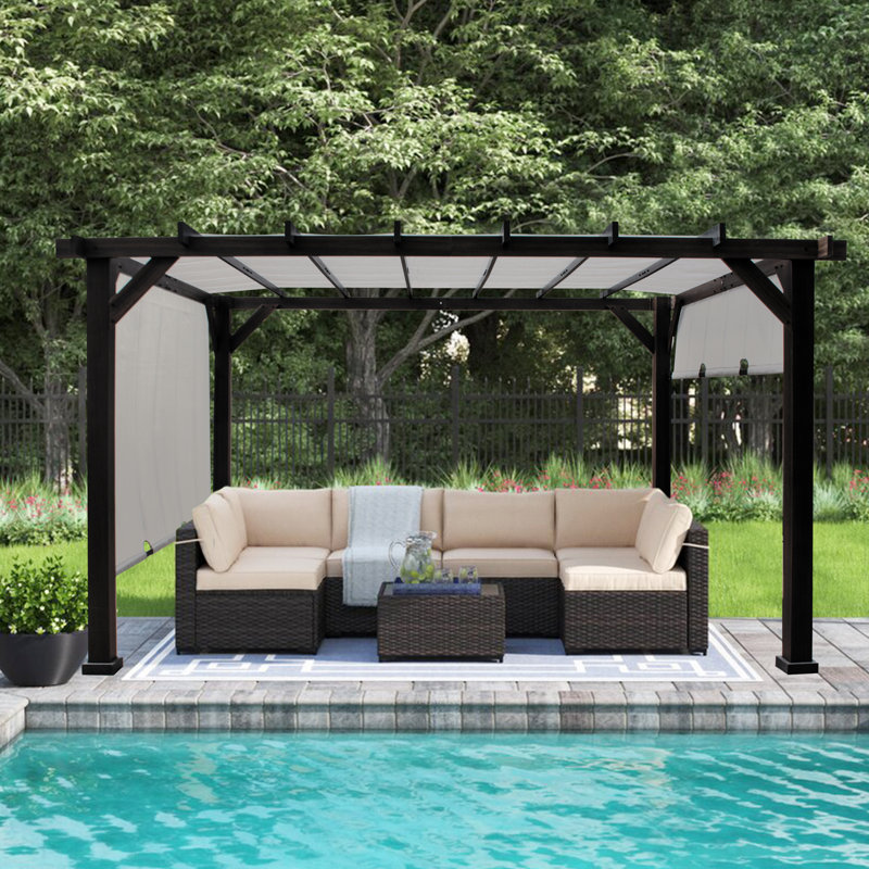 Coastshade 10 Ft. W X 12 Ft. D Steel Pergola With Canopy - CAJT1079 ...